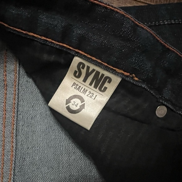 Men’s Sync brand real denim jeans 34 cropped natural hem - Picture 2 of 7